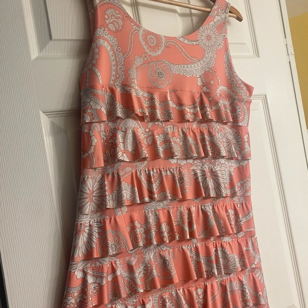 Bay Isle Home Pink Ruffled Tiered Sheath Mini Dress - Picture 2 of 3